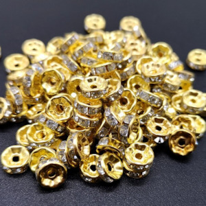 Rhinestone Roundels: Rhinestone Rondelles, Gold/Crystal (4, 5 & 7mm)