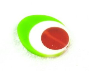 Resin Beads: Resin, Oval Multi, Green/White/Red, 33x28mm (10pc)