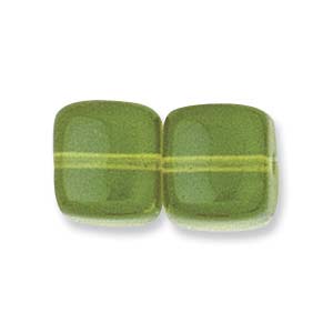 Pressed Czech Glass: Czech Glass, Cube, Peridot, 8x11mm (10pcs)