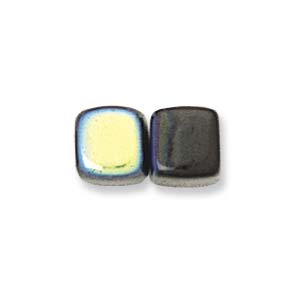 Pressed Czech Glass: Czech Glass, Cube, Jet Black AB, 5x7mm (10 pcs)