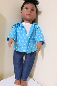 Products: Hoodie, jeans, top set, fits 46cm doll