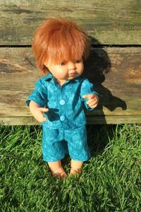Products: Doll pajamas, blue/green colour, fits 38cm Miniland dolls