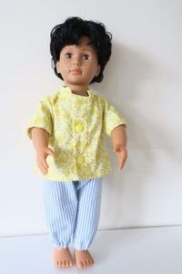 Products: Doll chef outfit, yellow lemon print, fits 46cm doll