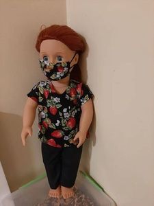 Products: Doll vet. uniform, floral, fits 46cm doll