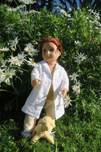 Products: Vet/nurse uniform, white coat, rabbit print shirt, fits46cm doll