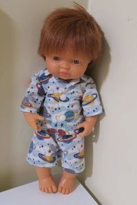 Doll Pajamas, planet print, fits 38cm Miniland dolls