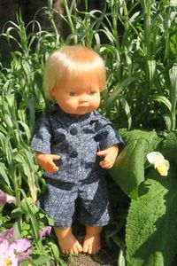 Products: Pajamas, grey cotton, fits 38cm Miniland dolls