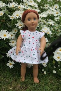 Products: Doll dress, white with stars, 46cm doll