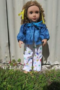 Products: Doll overalls, white with spots + jacket - 46cm doll