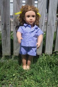 Products: Doll pajamas, purple gingham print, fits 46cm doll