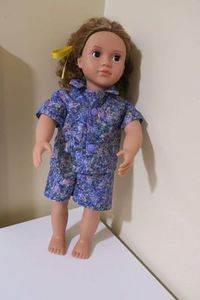 Products: Doll pajamas, purple with colour flecks, fits 46cm doll