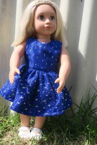 Products: Doll party dress, blue and silver, 46cm doll