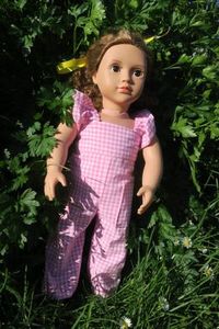 Products: Overalls, pink/white gingham, fits 46cm doll
