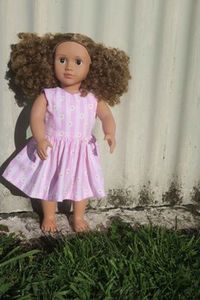 Products: dress, sleeveless, pink stripe. 46cm doll