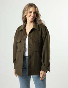 Jackets: STELLA ESSENTIALS Becca Shacket - Khaki