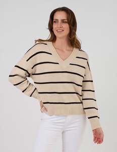 Knitwear: Joey Jumper - Putty Stripe