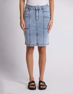 Skirts: Strike Skirt - Bleached Denim