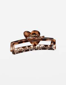 Hair Claw Oblong Heart - Tort