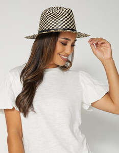 Hats: Fedora Hat - Black/White Houndstooth