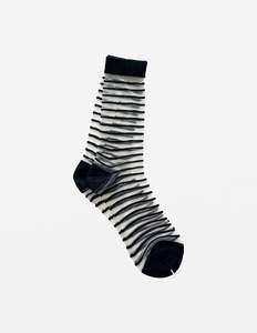 Socks: Socks Sheer Stripes Black