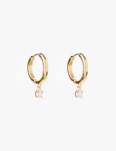 Earrings Hanging Crystal - Gold