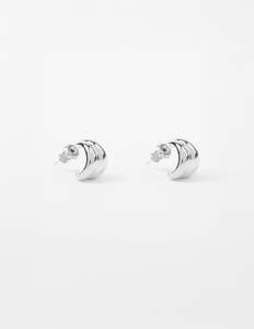 Earrings: Earrings Hoop Double Bars - Silver