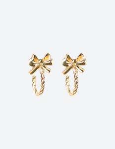 Earrings Half Hoop with Bow - Gold
