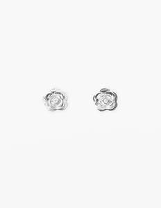 Earrings Solid Flower - Silver
