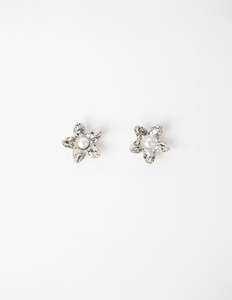 Earrings: Earring Beaten Flower - Silver