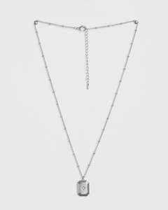 Necklace Silver Rect Pendant W/Star