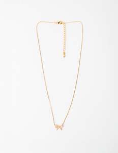 Necklace Crystal Bow - Gold