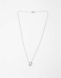 Necklaces: Necklace Diamond Crystal Ring - Silver