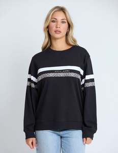 Essential Sweat Stripe - Black and Leopard