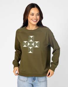 Sweaters: Classic Sweater - Olive Mosaic