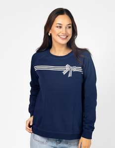 Sweaters: Classic Sweater - Navy Bow