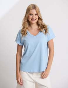 Soho Cuff V Tee - Sky