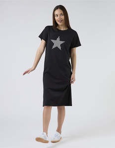 Maxie T-Shirt Dress - Black and White Stripe Star