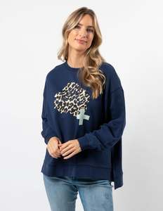 Sale Sweaters: Sunday Sweater - Navy Leopard Rose