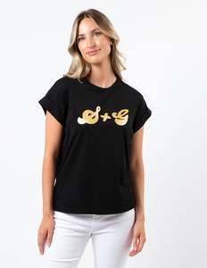 Cuff Sleeve T-Shirt - Black with Gold S+G Logo