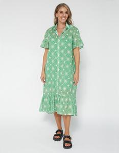 Dresses: Magnolia Dress - Green Tangles