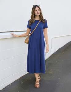 Leah Dress - Navy Stripe