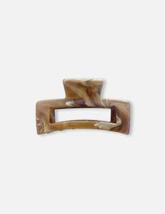 Rectangle Hair Claw - Marbled Caramel