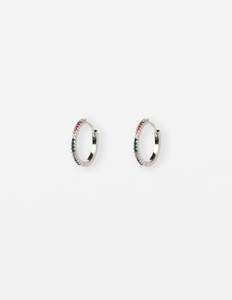 Earrings Hoop Multi Crystals - Silver