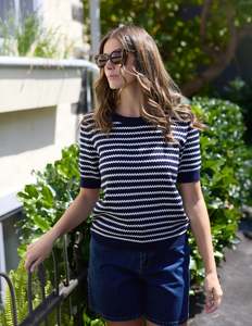 Charly Knit - Navy Stripe
