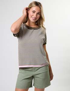 Laneway Top - Khaki & White Stripe