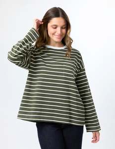 Drop Shoulder Tee - Khaki Stripe