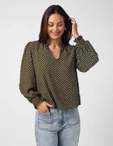 Cecily Top - Olive Mosaic