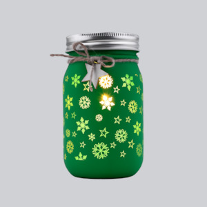 Sparkle Jars: 14cm Green Festive Sparkle Jar