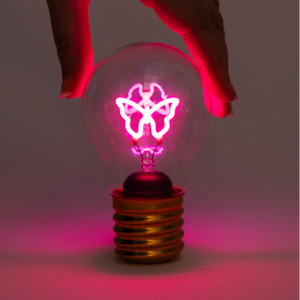 Lightbulb Lamps: Pink Butterfly Lightbulb Lamp USB Recharge
