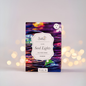 20m Plug In Silver Rainbow 200 LED Seed Light String